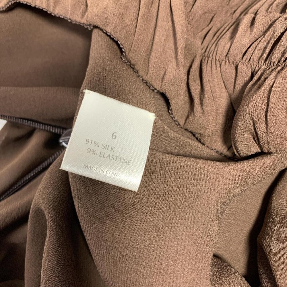 TSE Elegant Brown Silk Skirt - Size 6, 100% Silk, Stunning Style with Minor Flaw - Picture 6 of 7